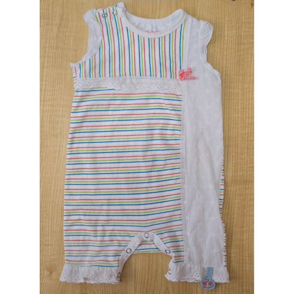 Naartjie Baby Girls Multi Color Striped Eyelet Lace Romper 3-6 Months